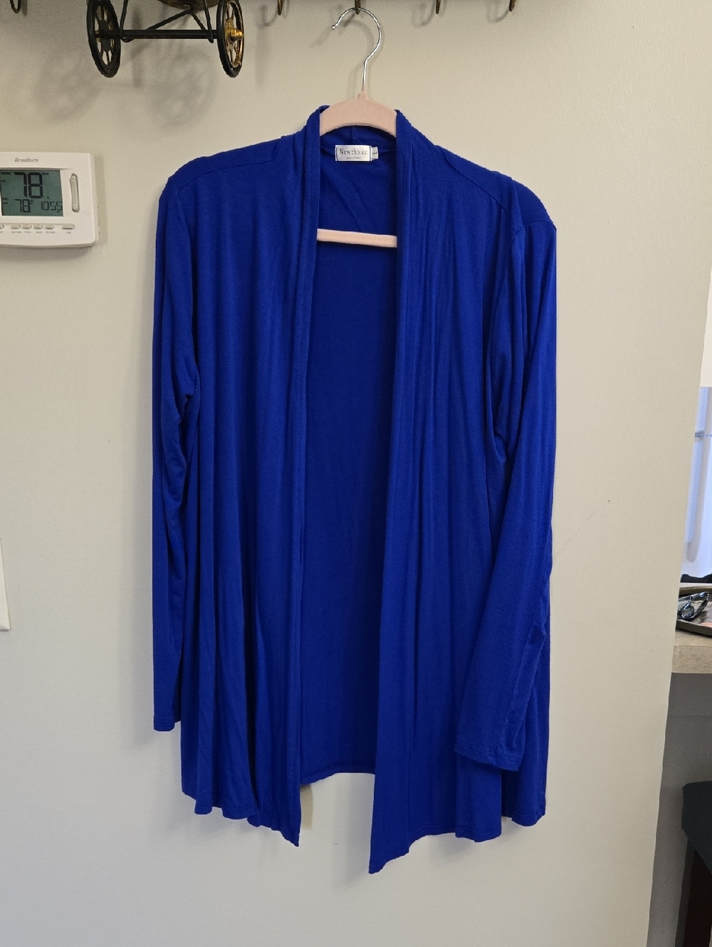 New Directions Open-Front Draped Cardigan — Cobalt Blue